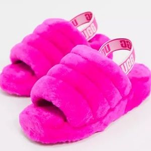 Fuzzy Pink Ugg Slippers/Sandals